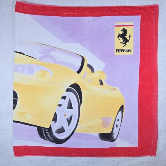 VTG Ferrari Sports Car Print Extra Large Cotton Beach Towel Y2K Retro Sporty XL - Picture 10 of 13